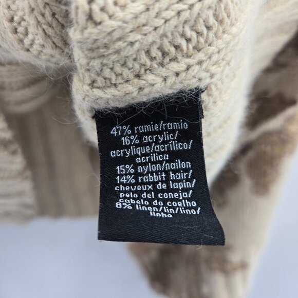 Vintage Calvin Klein Camel Brown Floral Turtleneck Metallic Sweater Medium - Picture 12 of 16